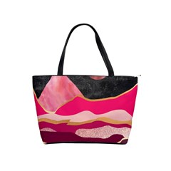 Pink And Black Abstract Mountain Landscape Classic Shoulder Handbag by charliecreates