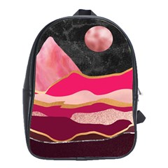 Pink And Black Abstract Mountain Landscape School Bag (large)