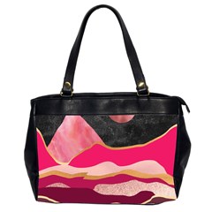 Pink And Black Abstract Mountain Landscape Oversize Office Handbag (2 Sides) by charliecreates