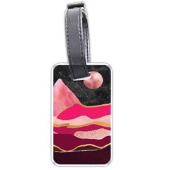 Pink And Black Abstract Mountain Landscape Luggage Tags (one Side) 