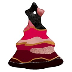 Pink And Black Abstract Mountain Landscape Ornament (christmas Tree)  by charliecreates