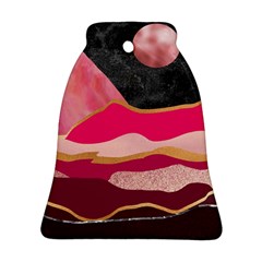 Pink And Black Abstract Mountain Landscape Ornament (bell) by charliecreates