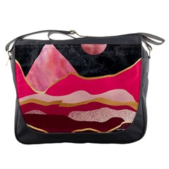 Pink And Black Abstract Mountain Landscape Messenger Bag