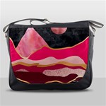 Pink and black abstract mountain landscape Messenger Bag Front