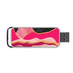 Pink And Black Abstract Mountain Landscape Portable Usb Flash (one Side) by charliecreates