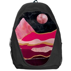 Pink And Black Abstract Mountain Landscape Backpack Bag by charliecreates