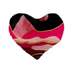 Pink and black abstract mountain landscape Standard 16  Premium Heart Shape Cushions Front