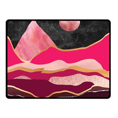 Pink And Black Abstract Mountain Landscape Double Sided Fleece Blanket (small)  by charliecreates