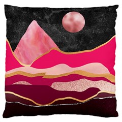 Pink And Black Abstract Mountain Landscape Large Flano Cushion Case (one Side)