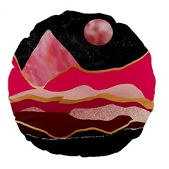 Pink And Black Abstract Mountain Landscape Large 18  Premium Flano Round Cushions