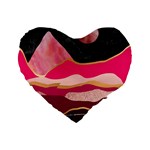 Pink and black abstract mountain landscape Standard 16  Premium Flano Heart Shape Cushions Front