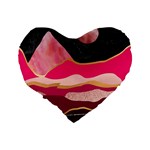 Pink and black abstract mountain landscape Standard 16  Premium Flano Heart Shape Cushions Back