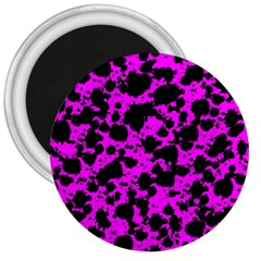 Black And Pink Leopard Style Paint Splash Funny Pattern 3  Magnets by yoursparklingshop