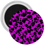 Black and Pink Leopard Style Paint Splash Funny Pattern 3  Magnets Front