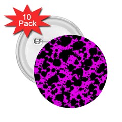 Black And Pink Leopard Style Paint Splash Funny Pattern 2 25  Buttons (10 Pack)  by yoursparklingshop