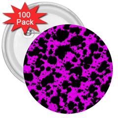 Black And Pink Leopard Style Paint Splash Funny Pattern 3  Buttons (100 Pack)  by yoursparklingshop