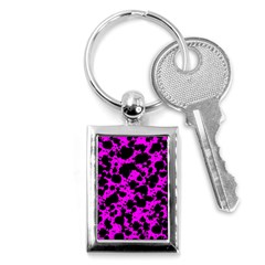 Black And Pink Leopard Style Paint Splash Funny Pattern Key Chains (rectangle)  by yoursparklingshop