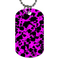 Black And Pink Leopard Style Paint Splash Funny Pattern Dog Tag (one Side) by yoursparklingshop