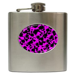 Black And Pink Leopard Style Paint Splash Funny Pattern Hip Flask (6 Oz) by yoursparklingshop