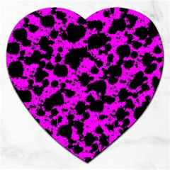 Black And Pink Leopard Style Paint Splash Funny Pattern Jigsaw Puzzle (heart) by yoursparklingshop