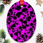 Black and Pink Leopard Style Paint Splash Funny Pattern Oval Ornament (Two Sides) Front