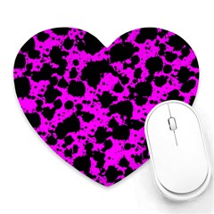 Black And Pink Leopard Style Paint Splash Funny Pattern Heart Mousepads by yoursparklingshop