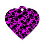 Black and Pink Leopard Style Paint Splash Funny Pattern Dog Tag Heart (Two Sides) Front