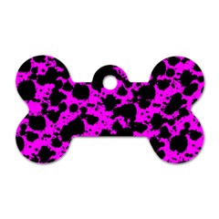 Black And Pink Leopard Style Paint Splash Funny Pattern Dog Tag Bone (one Side) by yoursparklingshop