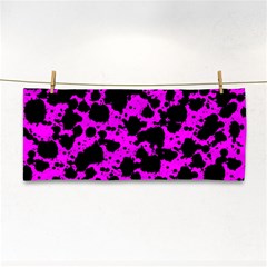 Black And Pink Leopard Style Paint Splash Funny Pattern Hand Towel by yoursparklingshop