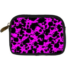 Black And Pink Leopard Style Paint Splash Funny Pattern Digital Camera Leather Case