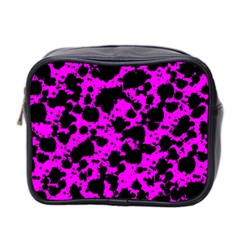 Black And Pink Leopard Style Paint Splash Funny Pattern Mini Toiletries Bag (two Sides) by yoursparklingshop