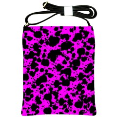 Black And Pink Leopard Style Paint Splash Funny Pattern Shoulder Sling Bag by yoursparklingshop