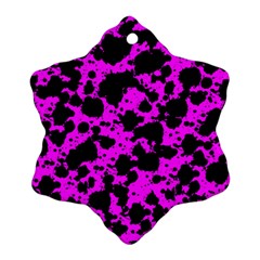 Black And Pink Leopard Style Paint Splash Funny Pattern Snowflake Ornament (two Sides) by yoursparklingshop