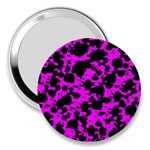 Black and Pink Leopard Style Paint Splash Funny Pattern 3  Handbag Mirrors Front