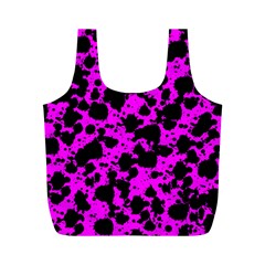 Black And Pink Leopard Style Paint Splash Funny Pattern Full Print Recycle Bag (m) by yoursparklingshop