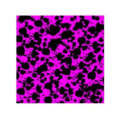 Black and Pink Leopard Style Paint Splash Funny Pattern Small Satin Scarf (Square)