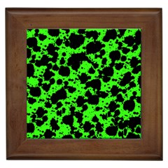 Black And Green Leopard Style Paint Splash Funny Pattern Framed Tiles by yoursparklingshop