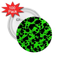 Black And Green Leopard Style Paint Splash Funny Pattern 2 25  Buttons (100 Pack)  by yoursparklingshop