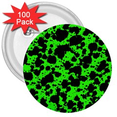 Black And Green Leopard Style Paint Splash Funny Pattern 3  Buttons (100 Pack)  by yoursparklingshop