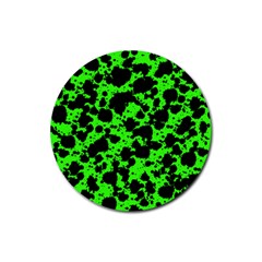 Black And Green Leopard Style Paint Splash Funny Pattern Rubber Round Coaster (4 Pack)  by yoursparklingshop