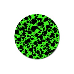 Black And Green Leopard Style Paint Splash Funny Pattern Magnet 3  (round) by yoursparklingshop