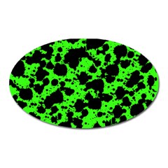 Black And Green Leopard Style Paint Splash Funny Pattern Oval Magnet by yoursparklingshop