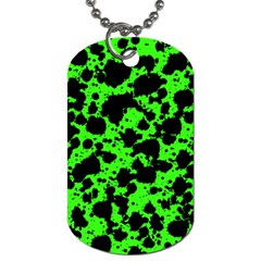 Black And Green Leopard Style Paint Splash Funny Pattern Dog Tag (one Side) by yoursparklingshop