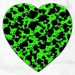 Black And Green Leopard Style Paint Splash Funny Pattern Jigsaw Puzzle (heart) by yoursparklingshop