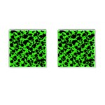 Black and Green Leopard Style Paint Splash Funny Pattern Cufflinks (Square) Front(Pair)