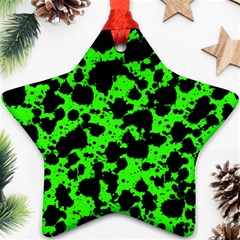 Black And Green Leopard Style Paint Splash Funny Pattern Star Ornament (two Sides) by yoursparklingshop