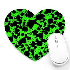 Black And Green Leopard Style Paint Splash Funny Pattern Heart Mousepads by yoursparklingshop