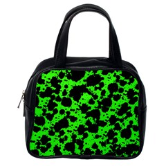 Black And Green Leopard Style Paint Splash Funny Pattern Classic Handbag (one Side) by yoursparklingshop