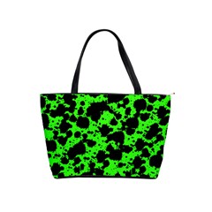 Black And Green Leopard Style Paint Splash Funny Pattern Classic Shoulder Handbag by yoursparklingshop