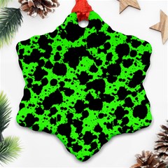 Black And Green Leopard Style Paint Splash Funny Pattern Ornament (snowflake) by yoursparklingshop